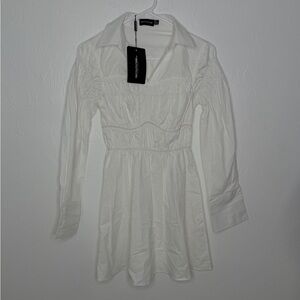 PrettyLittleThing White Long Sleeve Dress